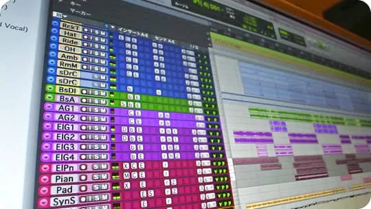 Pro Toolsシステムの作業画面