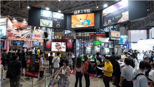 東京ゲームショウに出展した日本工学院のブースの様子