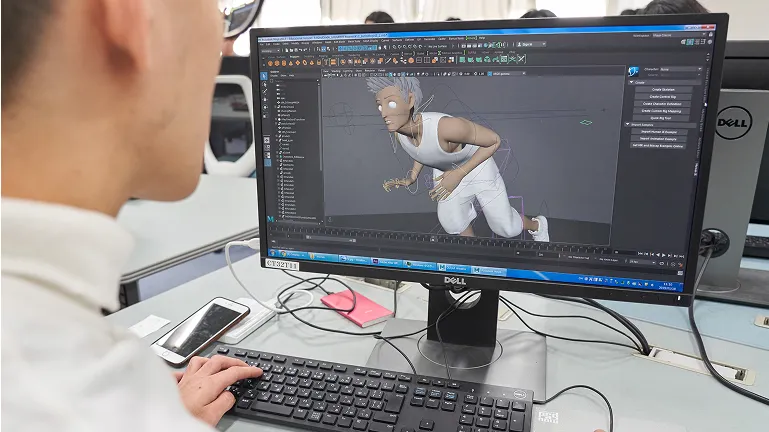 キャラクターに動きをつけるモーションデザインの作業画面