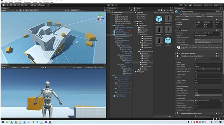 ゲームエンジンの作業画面