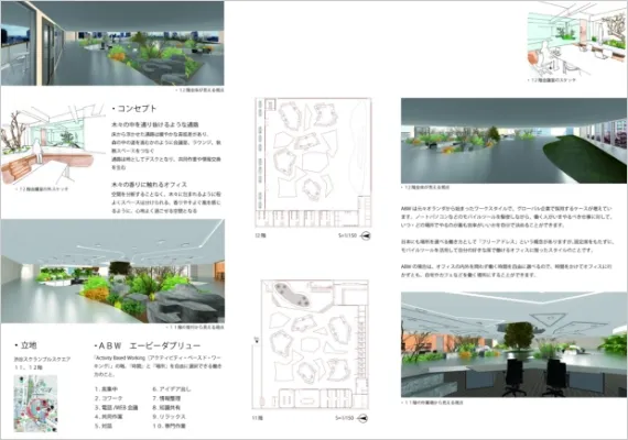 学生作品 - 香りの散策 ~木々の中を通り抜けるオフィス~ -02