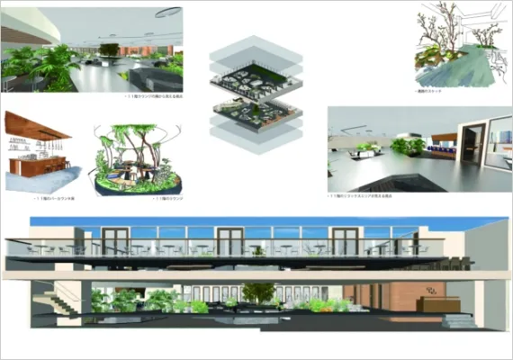 学生作品 - 香りの散策 ~木々の中を通り抜けるオフィス~ -03
