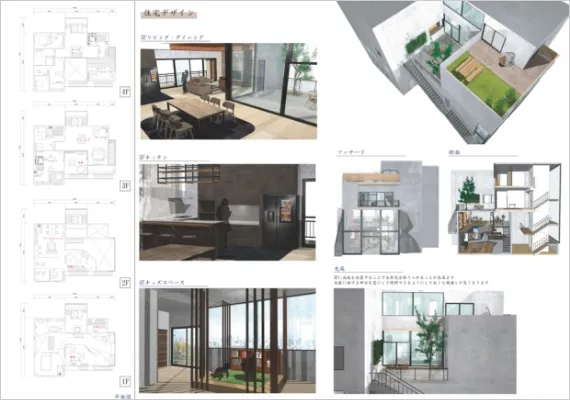 学生作品 - 快適に過ごせて仕事ができる理想のオフィス併用住宅 -03