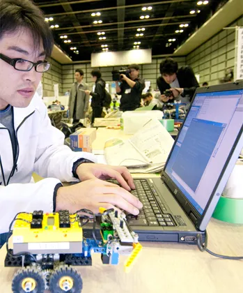 ロボットを使った走行実験の様子