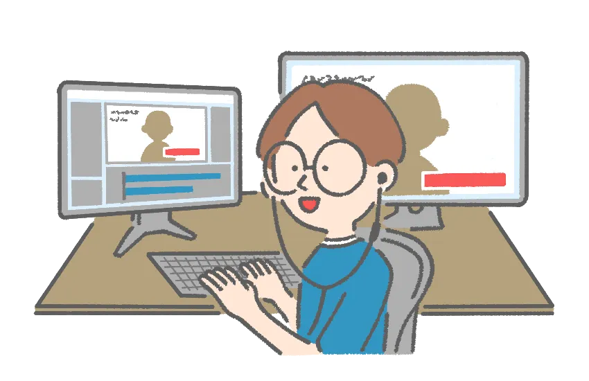 映像編集中のイラスト