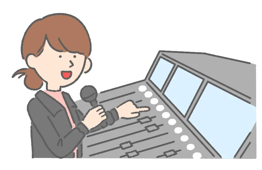 マイクを持ってチューニング中のイラスト