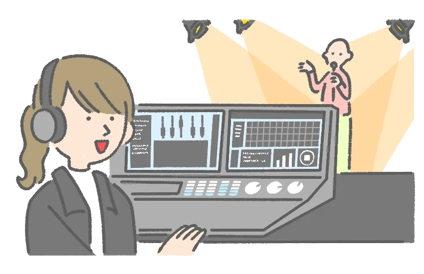 照明用のミキサーを操作しているイラスト