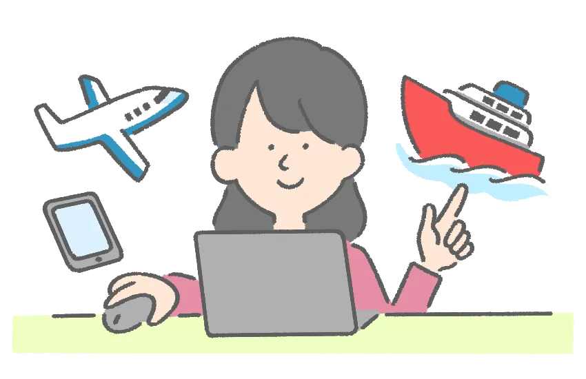 手の平サイズから大型船舶まで網羅するイメージのイラスト