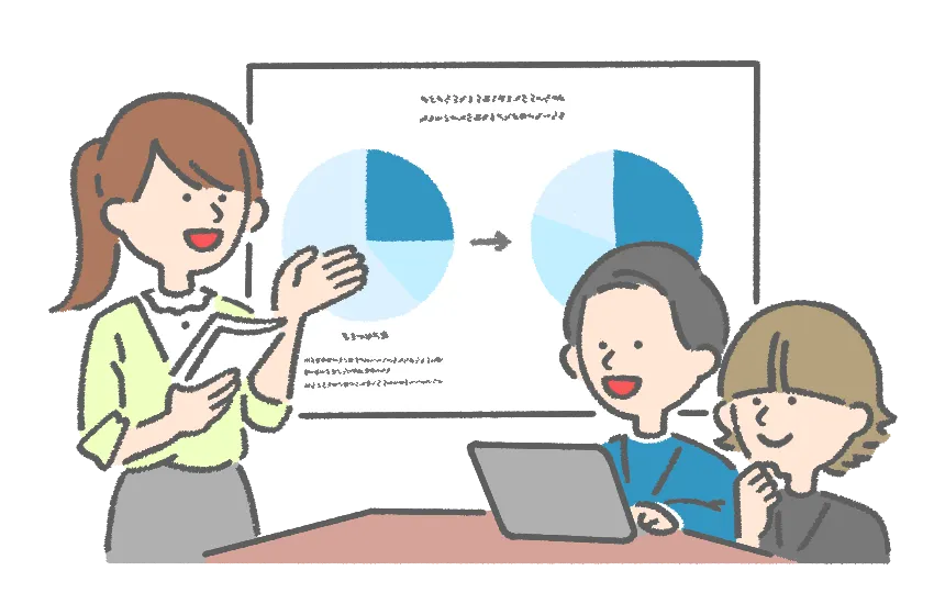 プロジェクトのミーティング中のイラスト