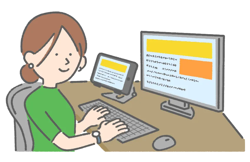 webページを制作しているイラスト