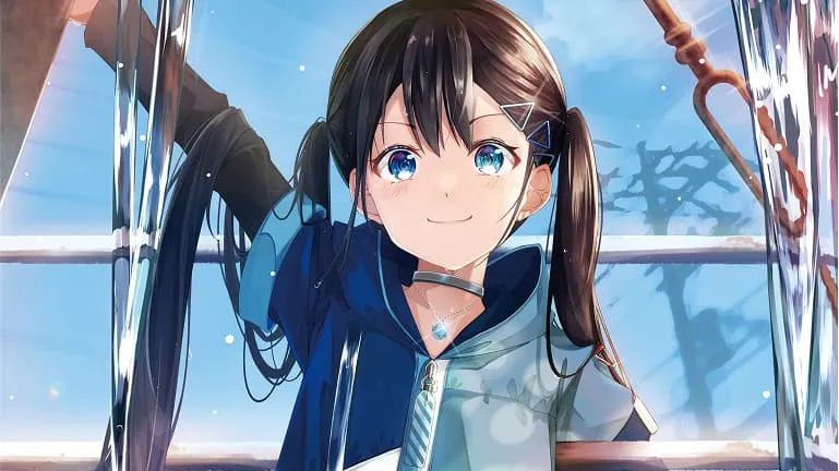 黒髪をツインテールにした女の子のアニメイラスト