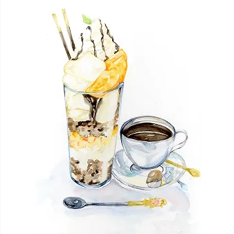 透明水彩で描かれた三貴神のイラスト