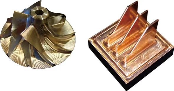 5軸マシニングセンタで削り出した製作物2点の画像