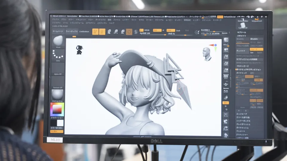フィギュアの設計をデジタルで行っているパソコンの画面