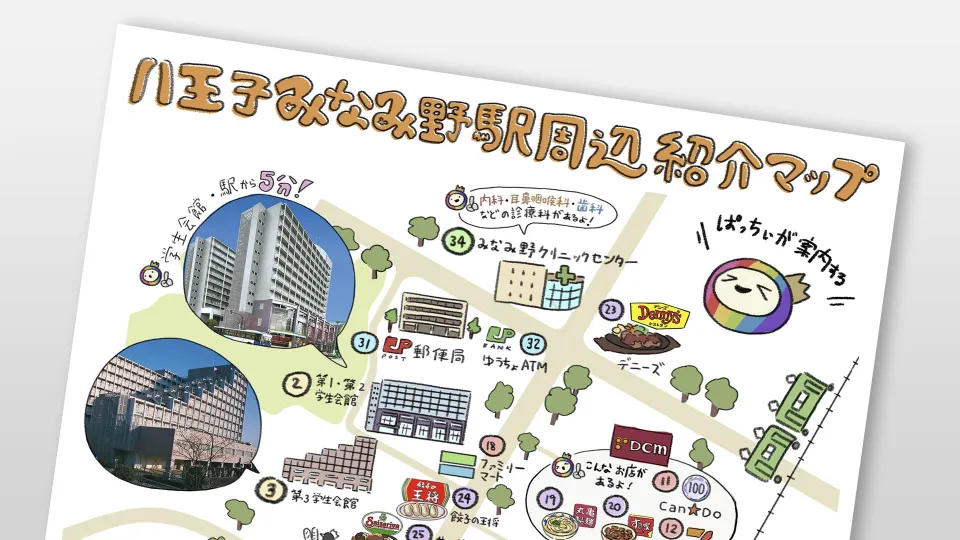 八王子みなみ野周辺案内イラストマップ