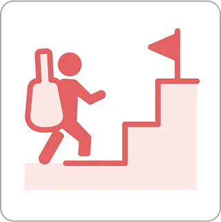 目指すキャリアに到達するまでの段階を示すアイコン