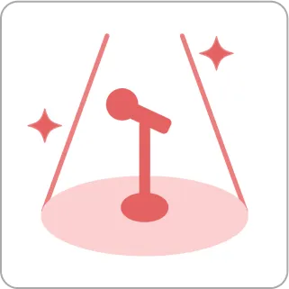 スポットライトを浴びたマイクスタンドのアイコン