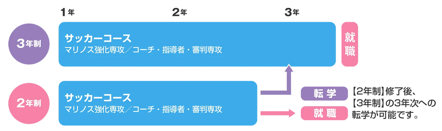 2年制修了後、3年制の3年次への転学が可能です。