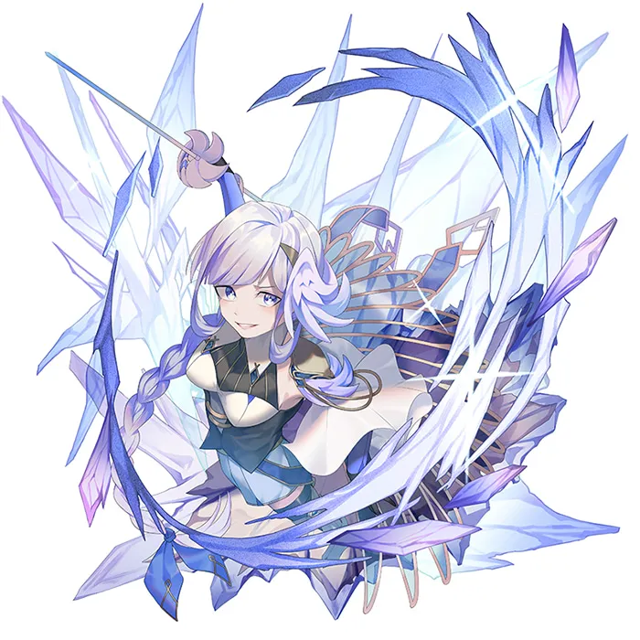 青をメインに彩色された、レイピアを振る女性のファンタジーなイラスト