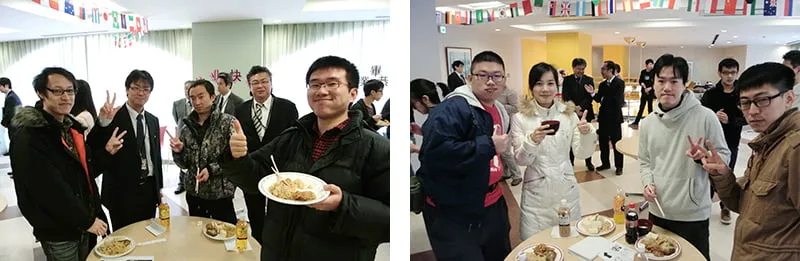 食事を楽しみながら交流を深めている写真2枚