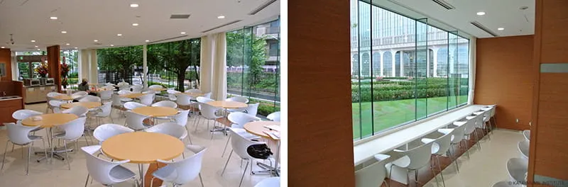 左に落ち着いているが気軽に入りやすい雰囲気のテーブルエリア、右にゆっくり読書ができそうなカウンターエリア