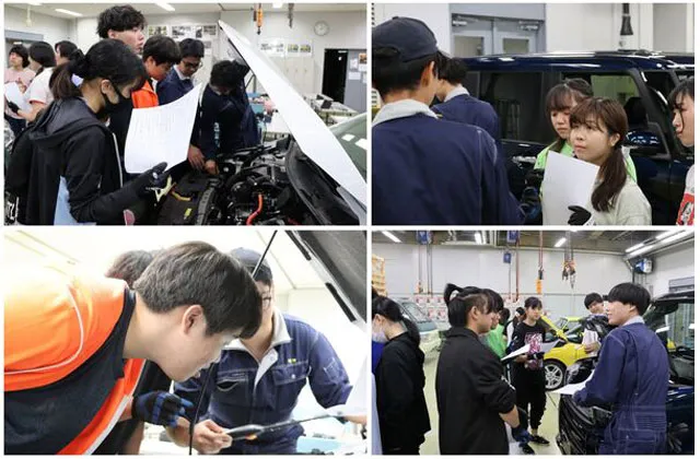 それぞれに教え合い、交流を深める4枚の画像