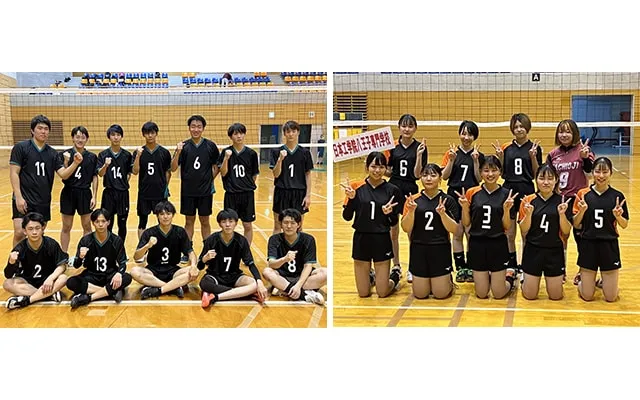 ネット前に集まった各チームの集合写真