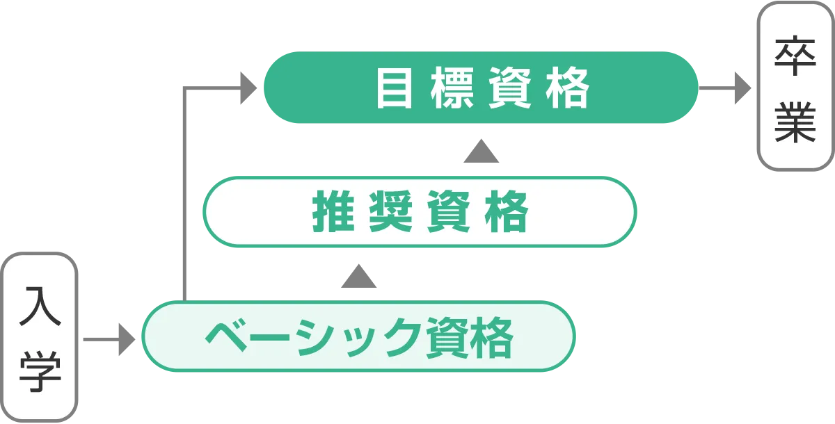 入学から卒業までの資格取得ロードマップ