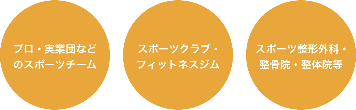プロ・実業団などのスポーツチーム、スポーツクラブ・フィットネスジム、スポーツ整形外科・整骨院・整体院等 と書かれた活躍フィールドを説明した図