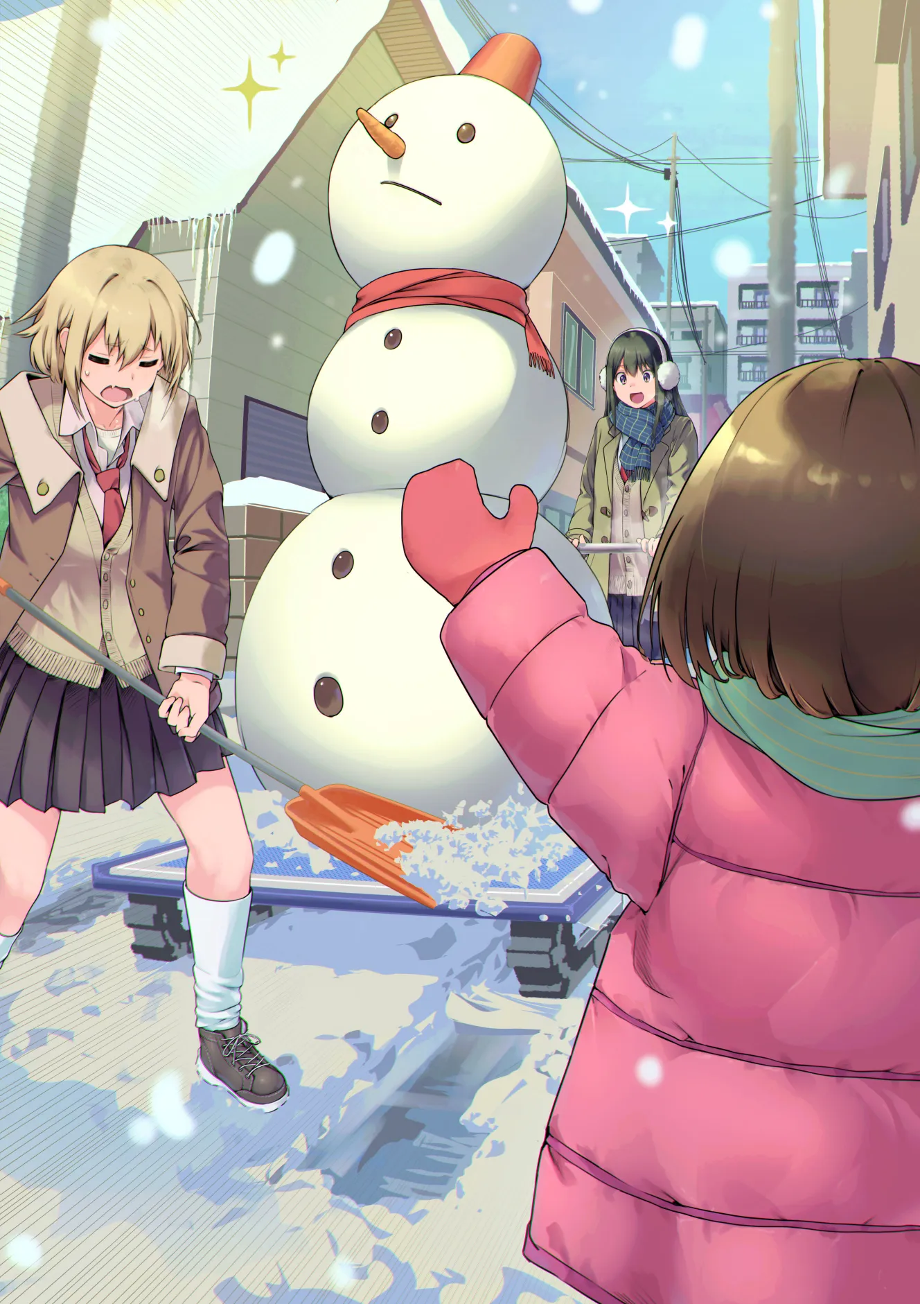 題材：冬「デカい雪だるま」