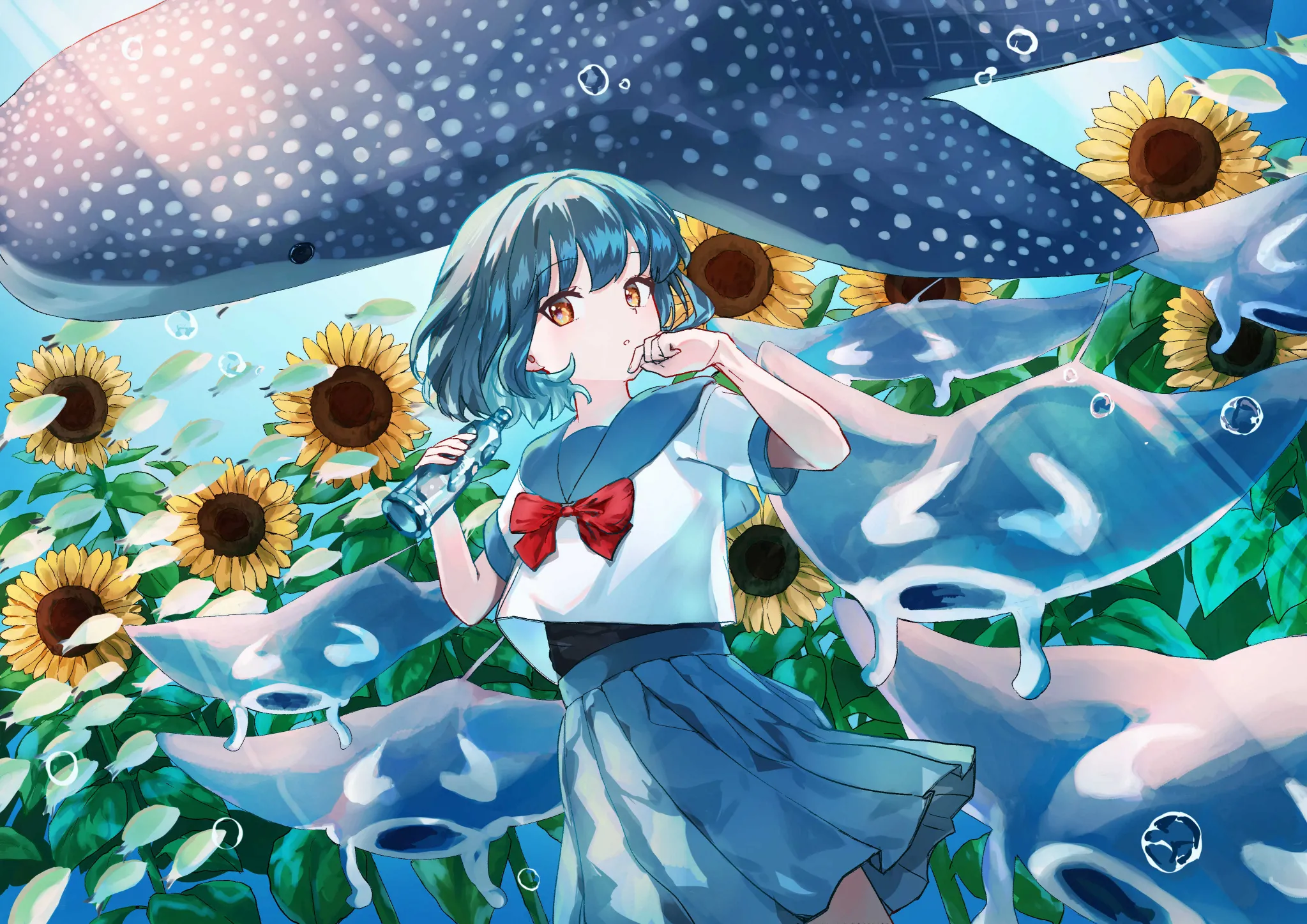 題材：夏「海とひまわりとラムネ」