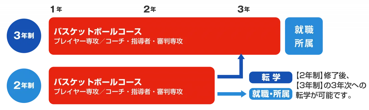 2年制修了後、3年制の3年次への転学が可能です。