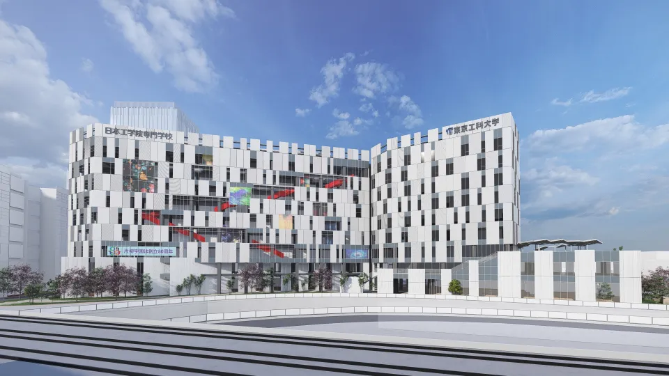 創立80周年事業として、建設される蒲田キャンパス新校舎外観パース