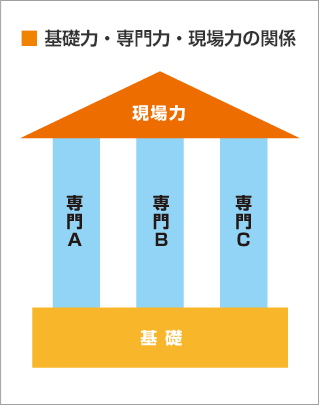 基礎力・専門力・現場力の関係